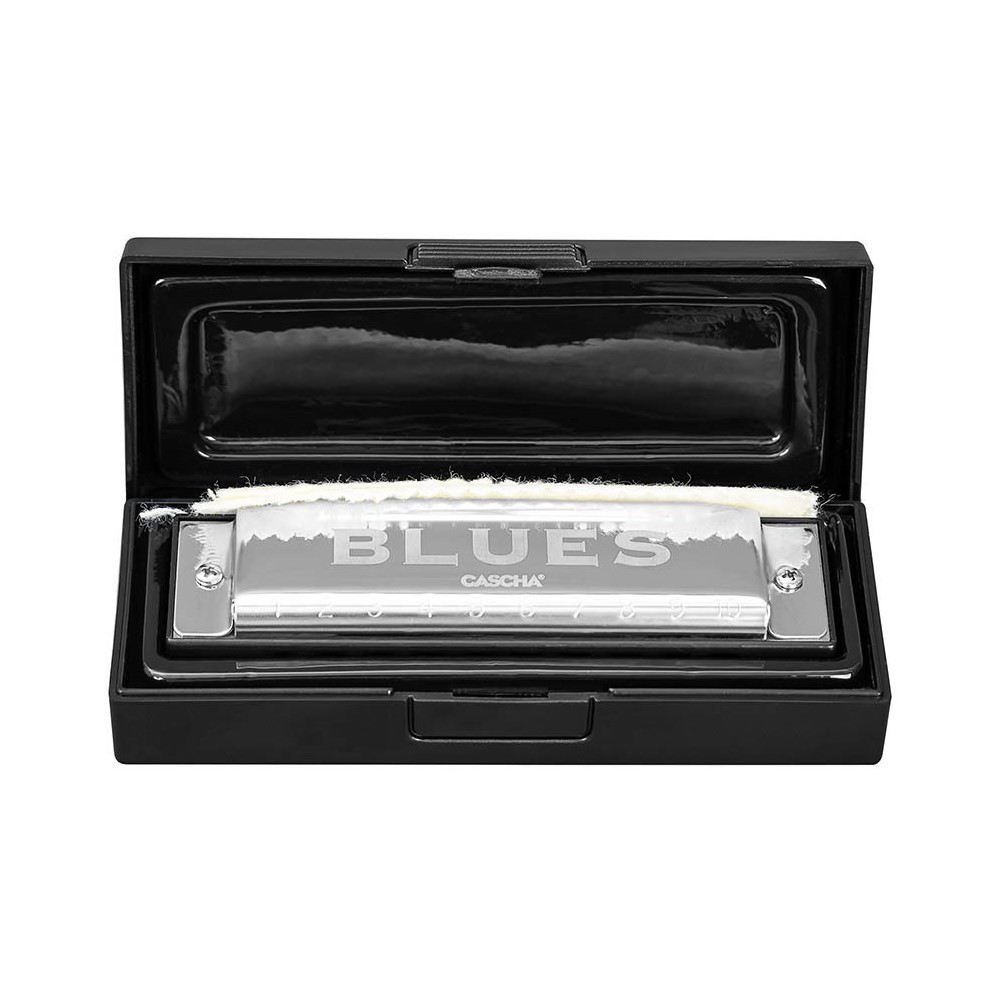 CASCHA Harmonica chromatique 10-40 - 10 trous avec 40 tons - Boîtier en acier inoxydable robuste - Parfait pour les débutants et les professionnels - Avec étui souple et chiffon de nettoyage
